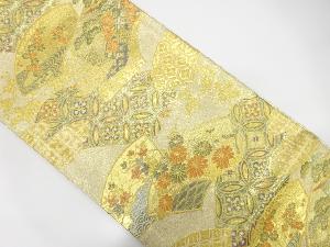 佐賀錦　地紙に几帳・古典柄模様織り出し袋帯